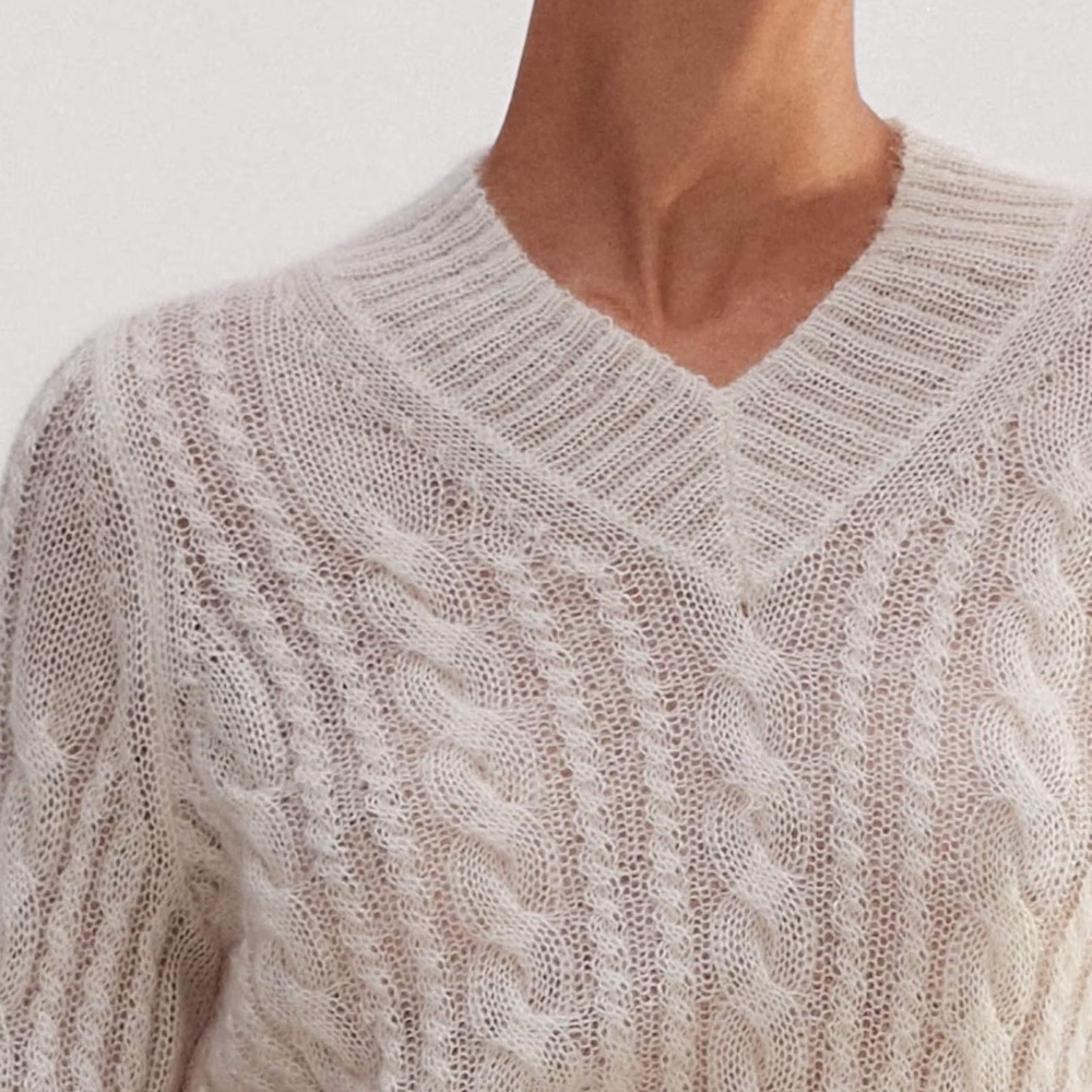 ME + EM Lofty Cable High V-Neck Sweater
NWOT